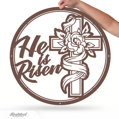 He Is Risen Cross Metal Art 14" / Penny Vein - RealSteel Center