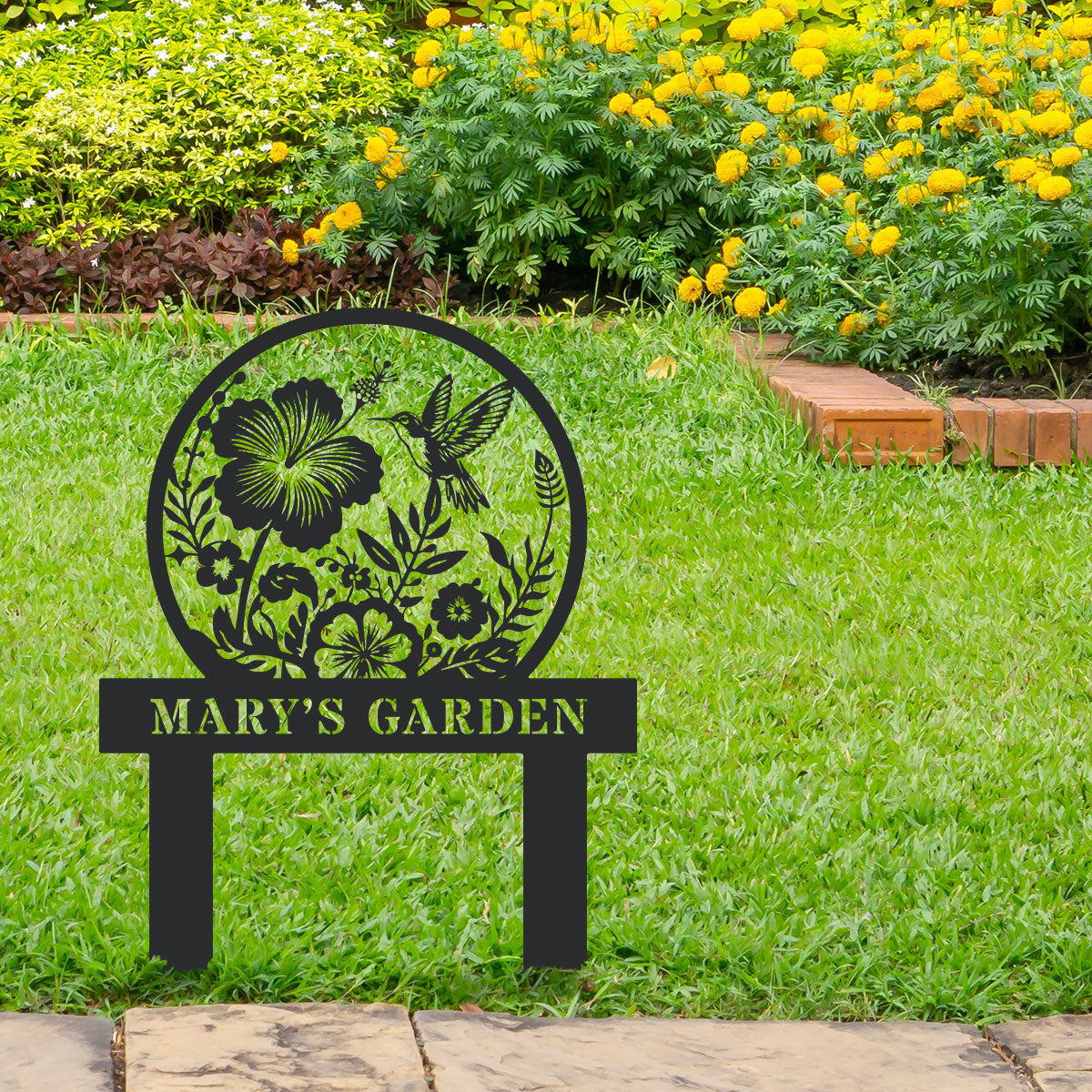 Garden Art - Garden Sign With Hummingbirds