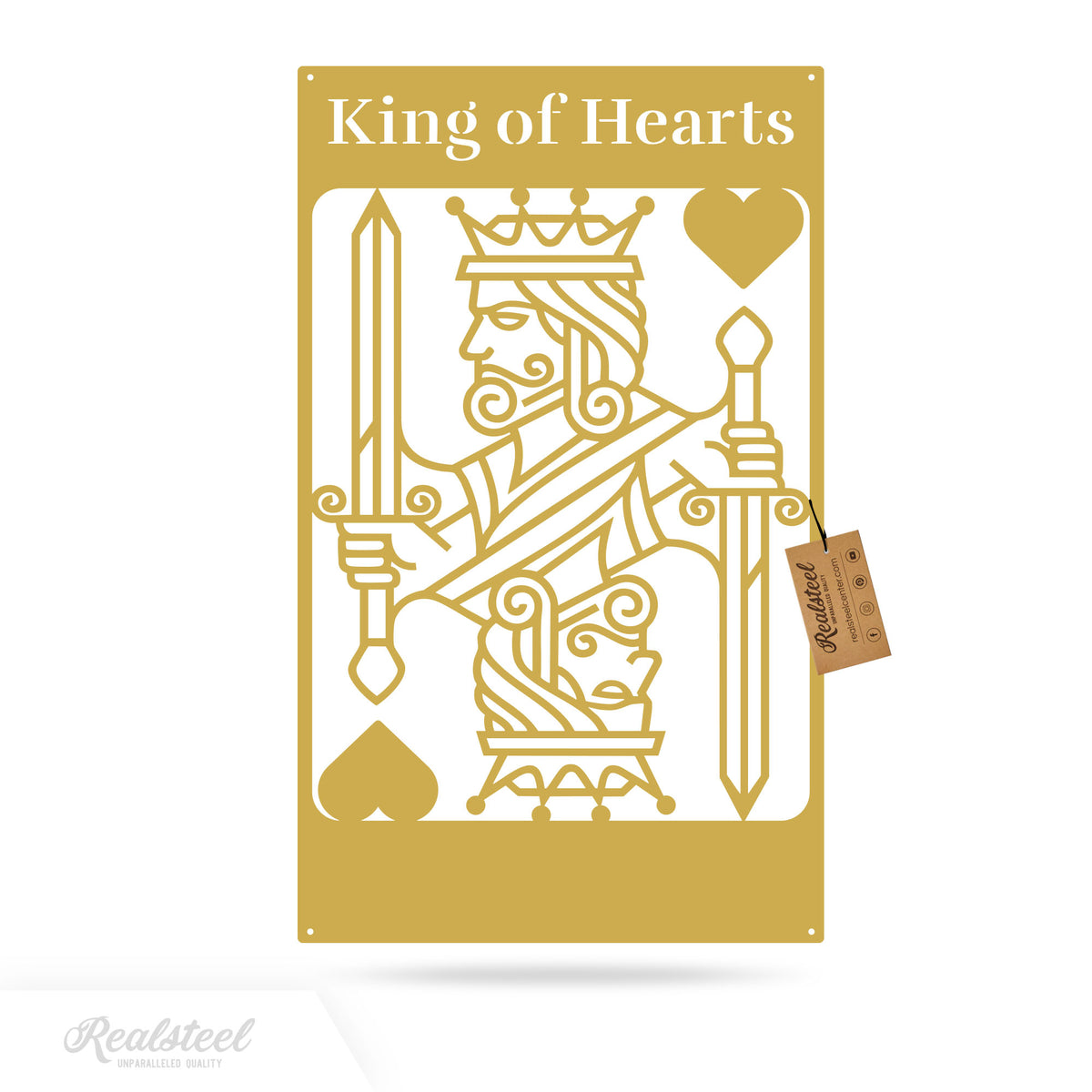 King of Hearts Monogram 15" x 25" / Gold - RealSteel Center