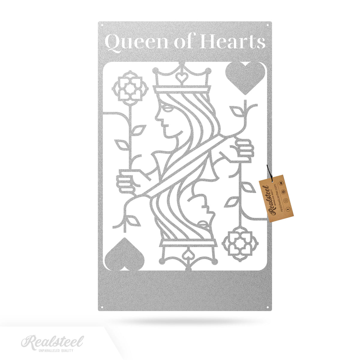 Queen of Hearts Monogram 18" / Textured Silver - RealSteel Center