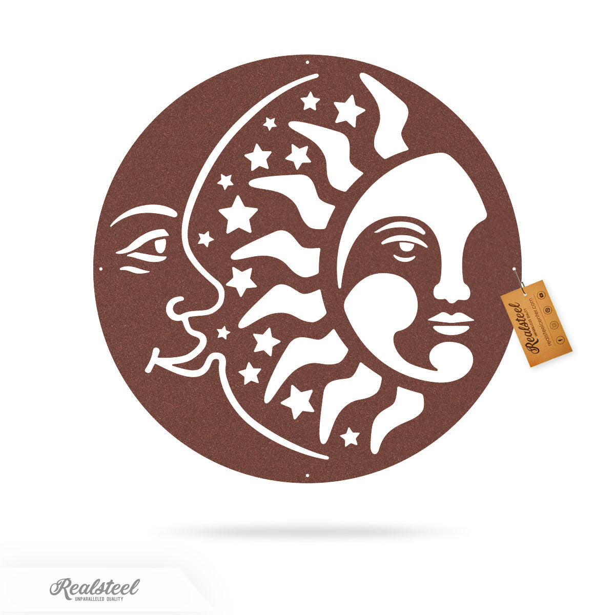 Sun Moon Wall Art – A Beautiful Balance of Night and Day 18" / Rust - RealSteel Center