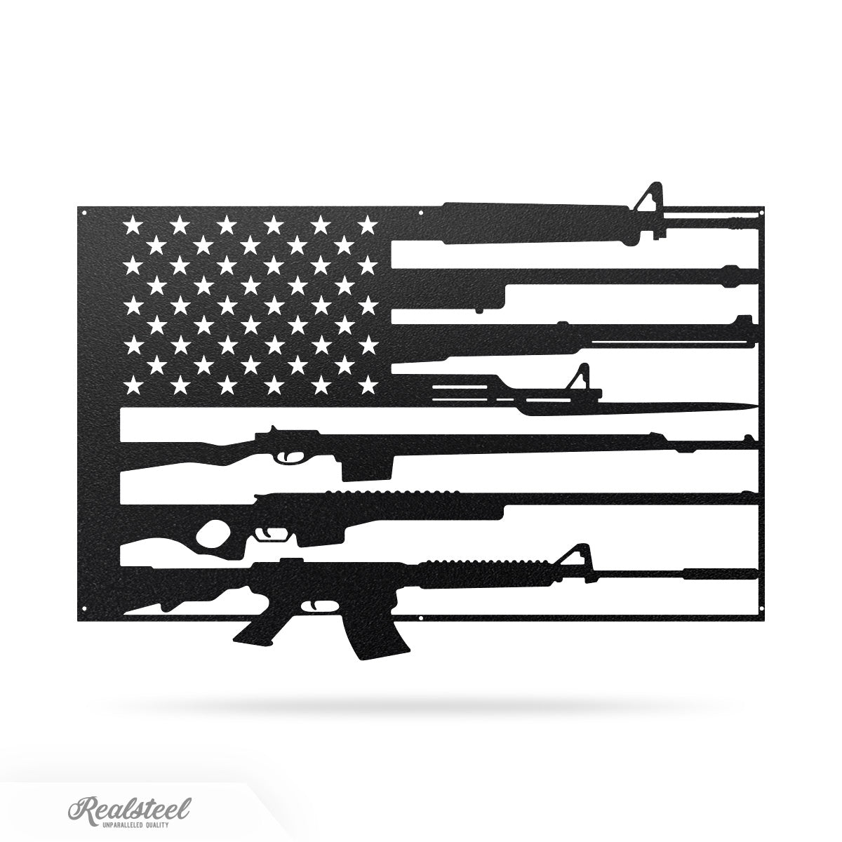 American Flag Gun Monogram 16"x24" / Black - RealSteel Center