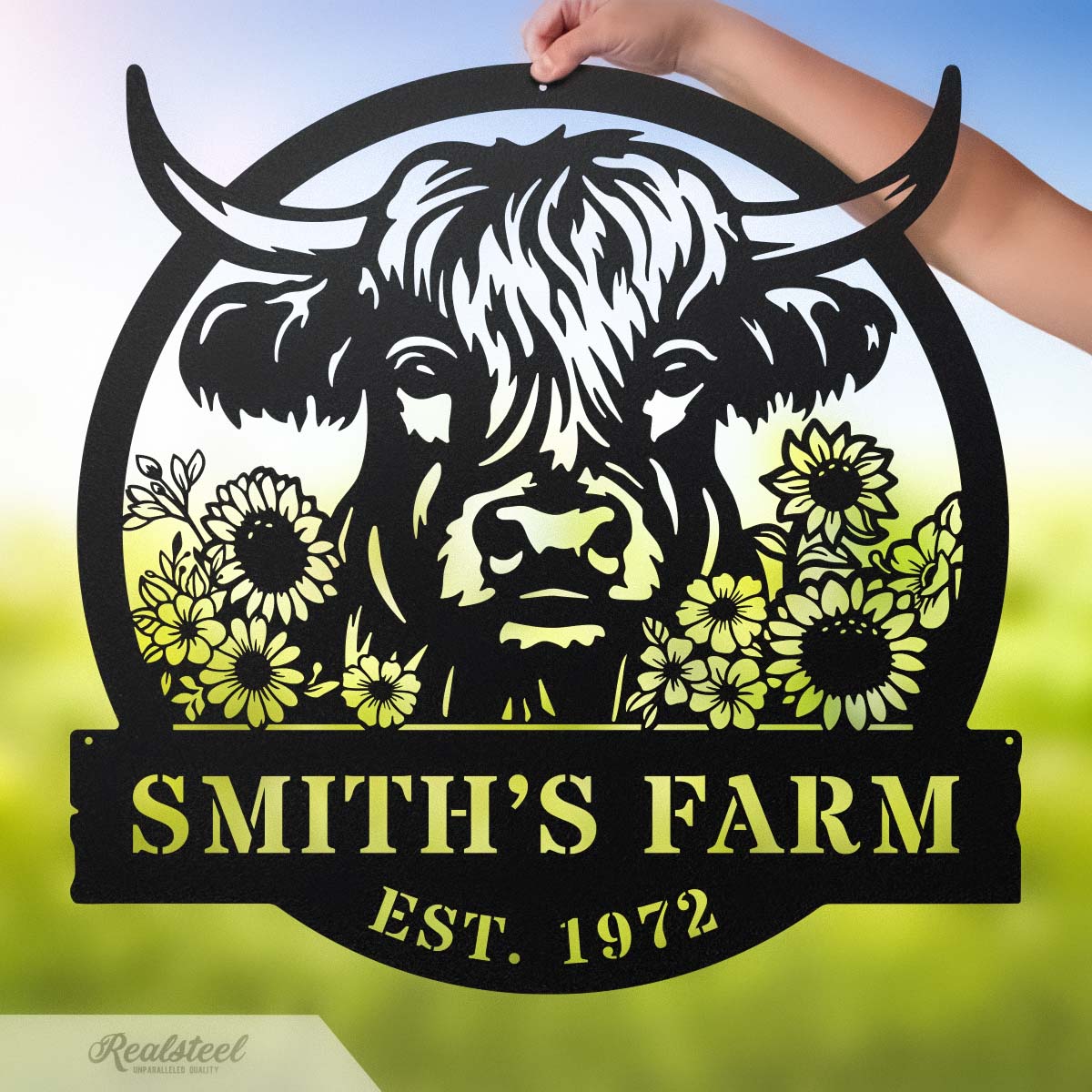 Cow Farm Monogram – Personalized Metal Sign for Farmhouse & Ranch Decor - RealSteel Center