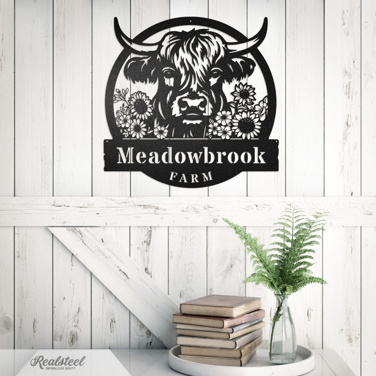 Cow Farm Monogram – Personalized Metal Sign for Farmhouse & Ranch Decor - RealSteel Center