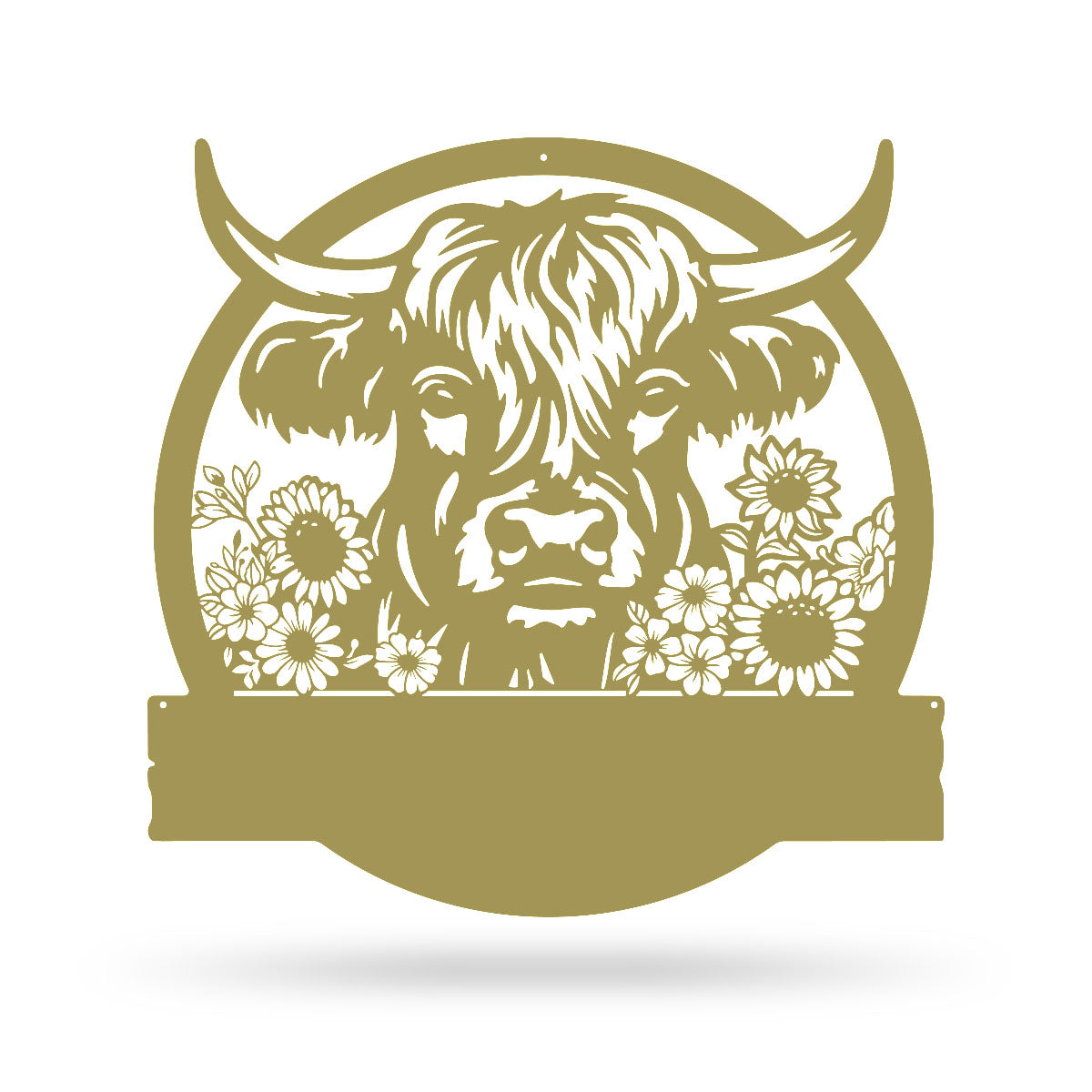 Cow Farm Monogram – Personalized Metal Sign for Farmhouse & Ranch Decor 14" x 15" / Gold - RealSteel Center