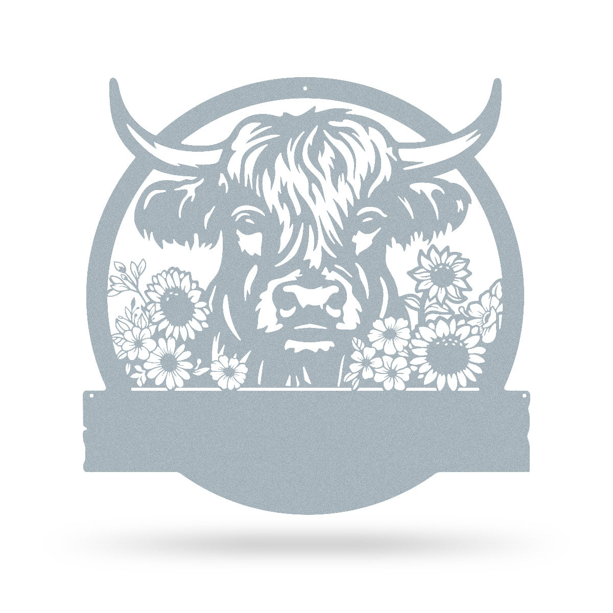 Cow Farm Monogram – Personalized Metal Sign for Farmhouse & Ranch Decor 14" x 15" / Textured Silver - RealSteel Center