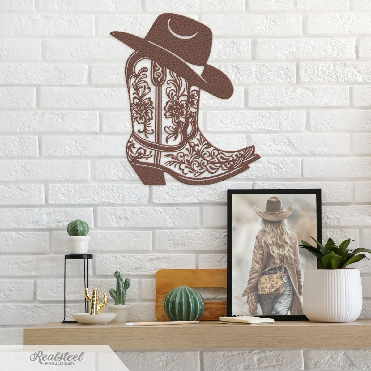 Cowgirl Boot and Hat Metal Wall Decor - RealSteel Center