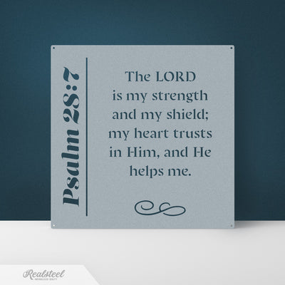 Faith Quotes Psalms Psalm 28:7 / Textured Silver - RealSteel Center