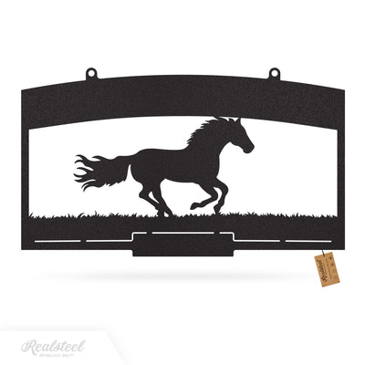 Personalized Farm Ranch Sign – Running Horse 10"×18" / Black - RealSteel Center