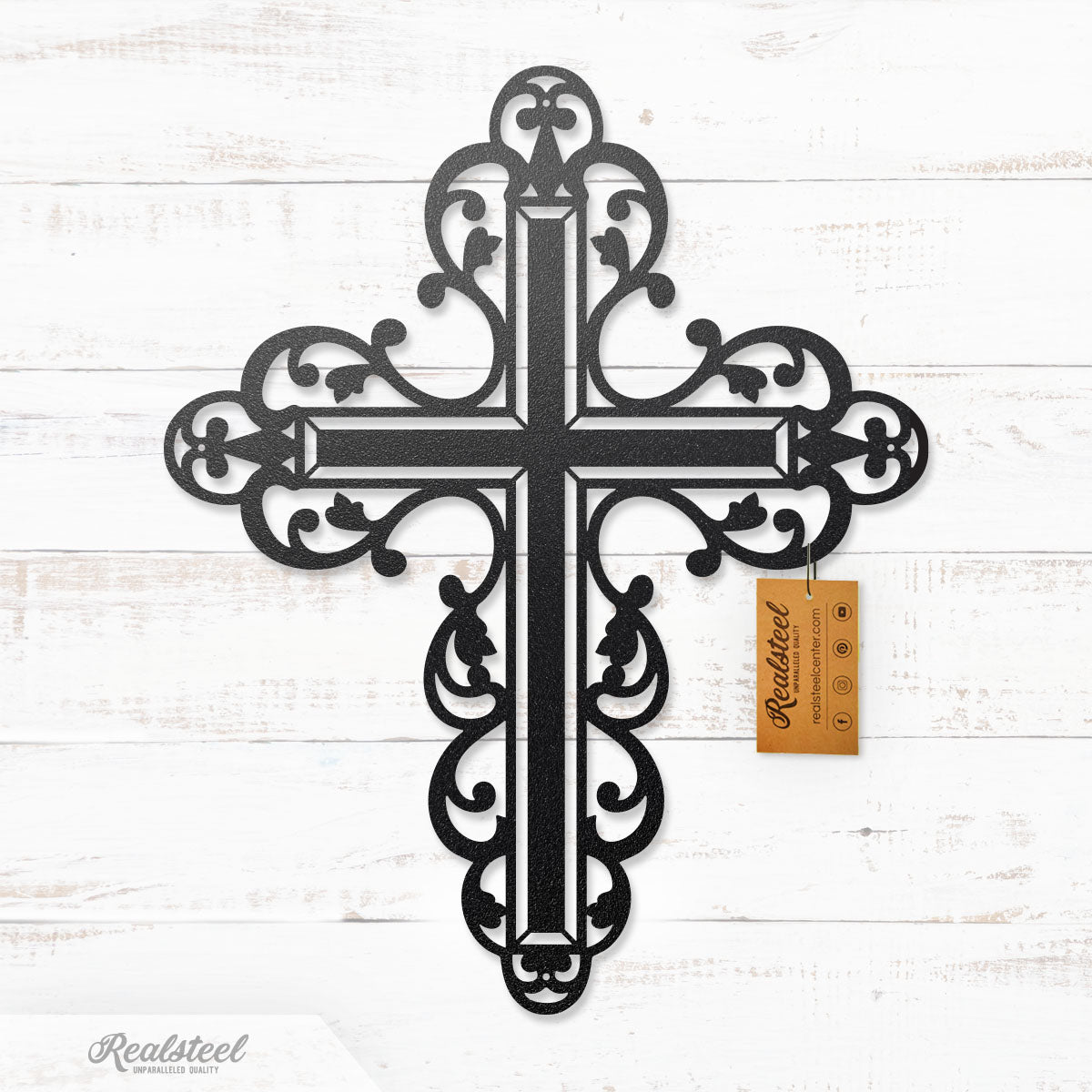 Floral Cross Wall Art 19"x 24" / Black - RealSteel Center