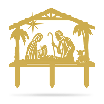 Garden Art - Nativity Scene 24" x 22" / Gold - RealSteel Center