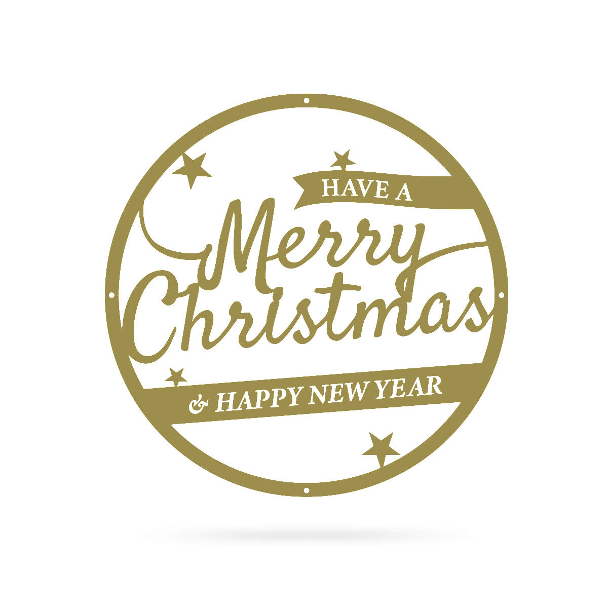 Merry Christmas Holiday Steel Sign Type 3 / Gold / 16" - RealSteel Center