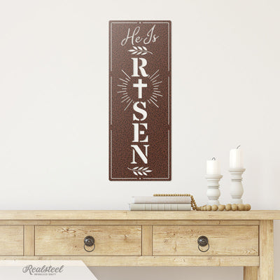 He Is Risen Vertical Metal Wall Decor - RealSteel Center