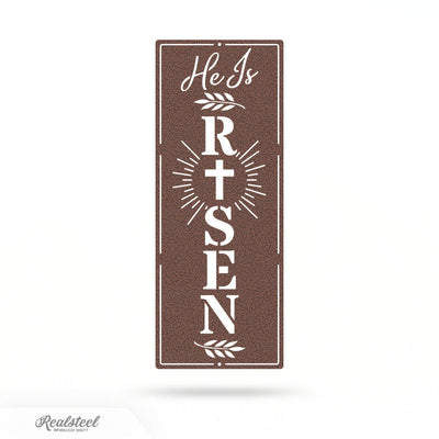 He Is Risen Vertical Metal Wall Decor 7"x18" / Penny Vein - RealSteel Center