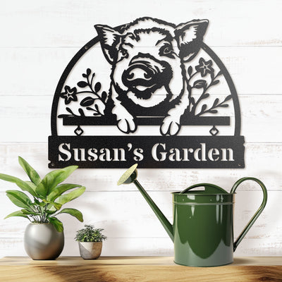 Lovely Piglet Monogram – Personalized Farm & Garden Metal Sign - RealSteel Center