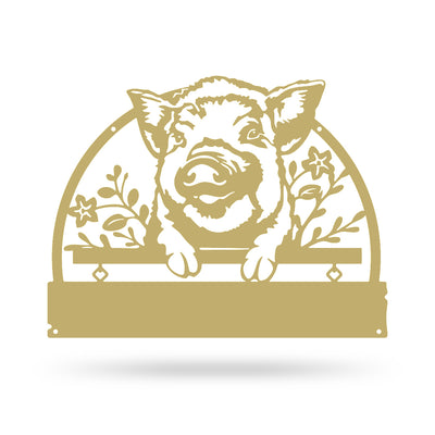 Lovely Piglet Monogram – Personalized Farm & Garden Metal Sign 11" x 14" / Gold - RealSteel Center