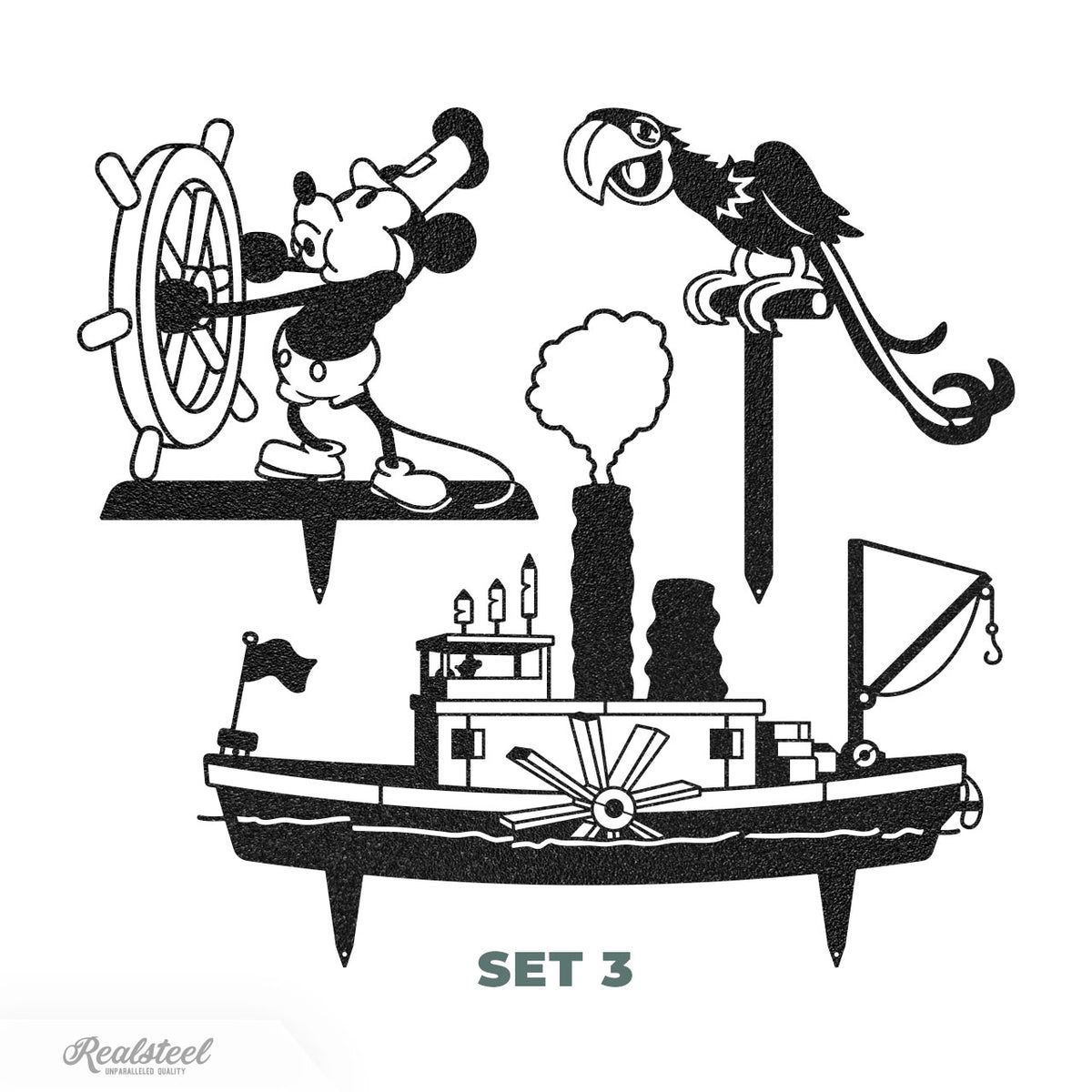 Steamboat Willie - A Tribute to the First Mickey Mouse - Set 3 Assorted / Black - RealSteel Center