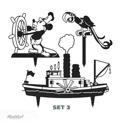 Steamboat Willie - A Tribute to the First Mickey Mouse - Set 3 Assorted / Black - RealSteel Center