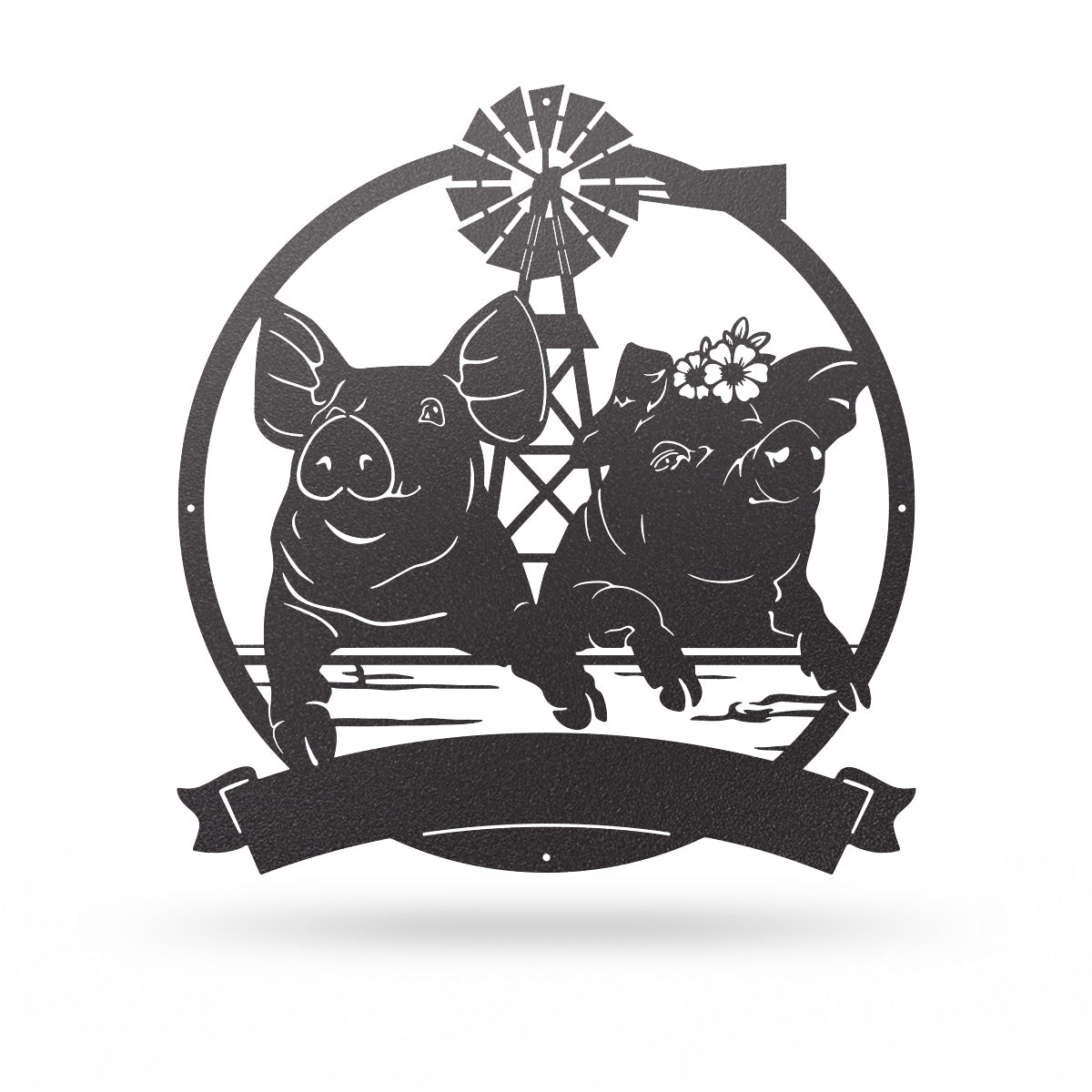 Happy Pigs Couple on a Farmland Monogram - RealSteel Center