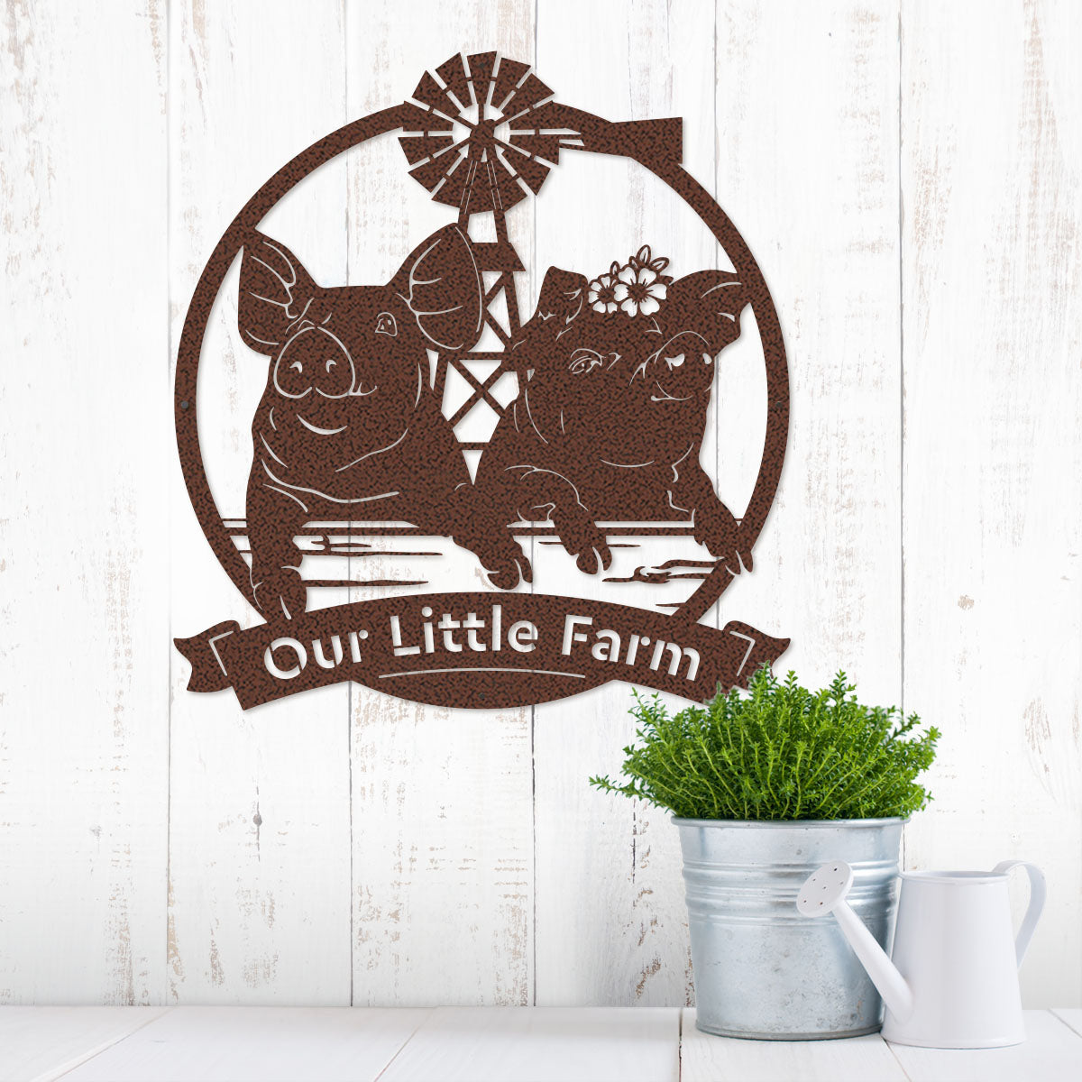 Happy Pigs Couple on a Farmland Monogram - RealSteel Center