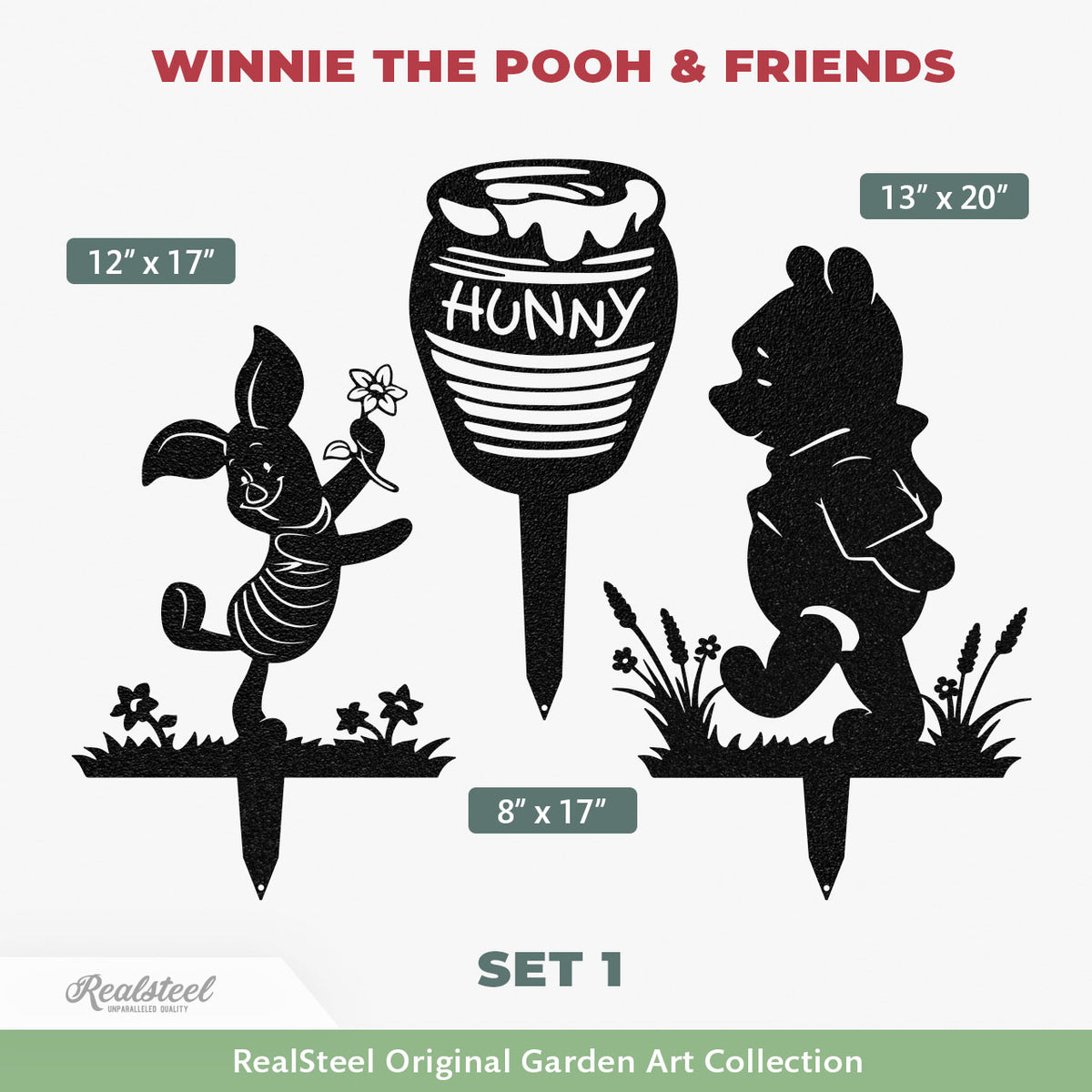 Winnie The Pooh & Friend Stakes – Set 1 Assorted / Black - RealSteel Center