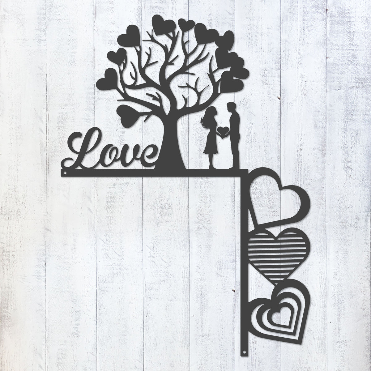 Valentine’s Day Metal Door Corner Piece - Love Tree Design Right Side / 14"x10" / Black - RealSteel Center