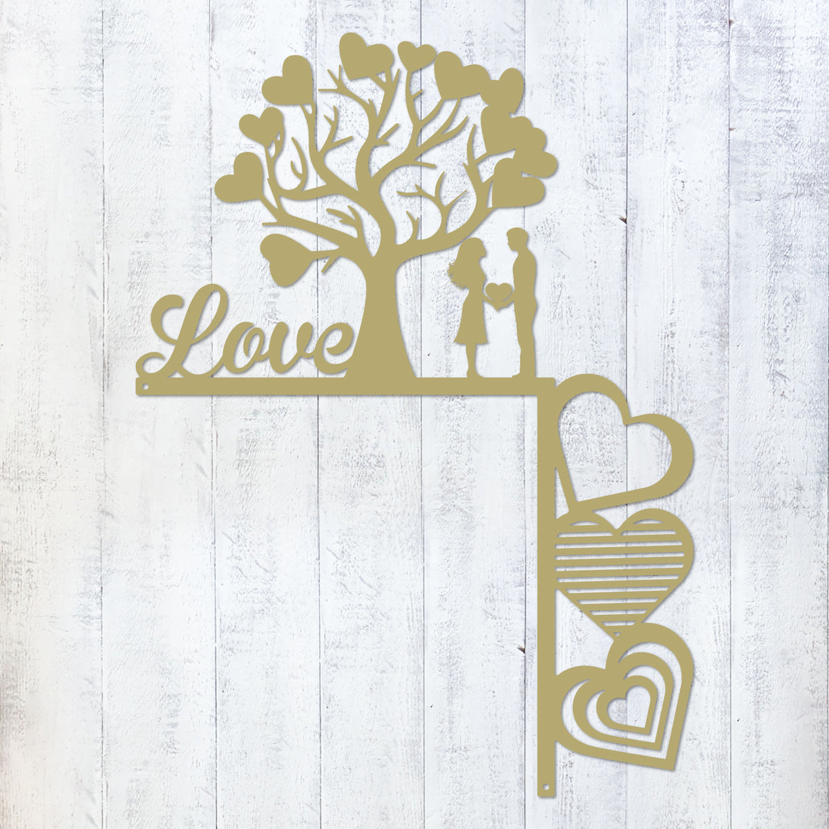 Valentine’s Day Metal Door Corner Piece - Love Tree Design Right Side / 14"x10" / Gold - RealSteel Center