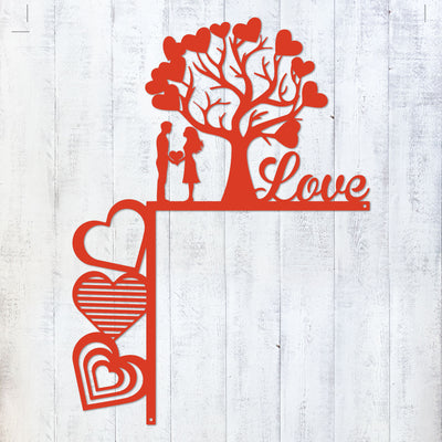 Valentine’s Day Metal Door Corner Piece - Love Tree Design Left Side / 14"x10" / Red - RealSteel Center