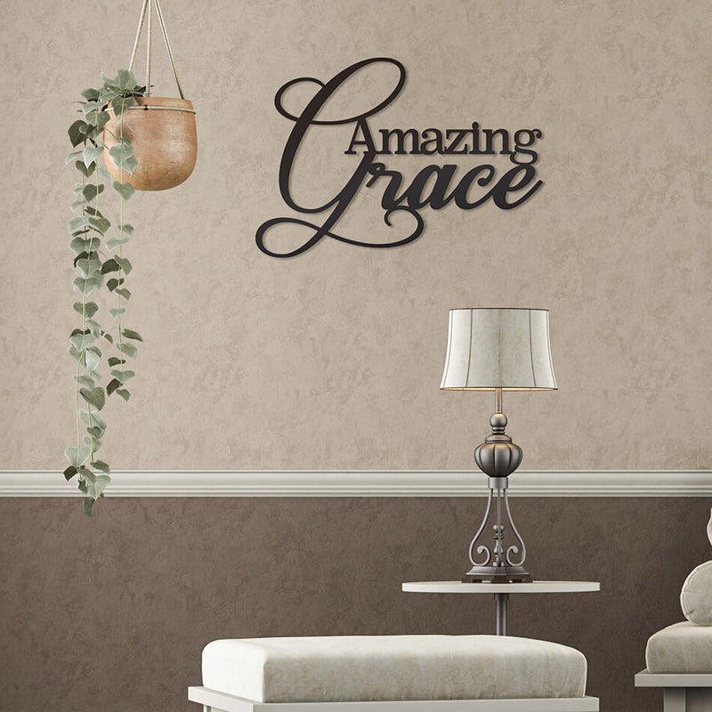 Beautiful Cursive Print Amazing Grace Wall Art for Christians ...