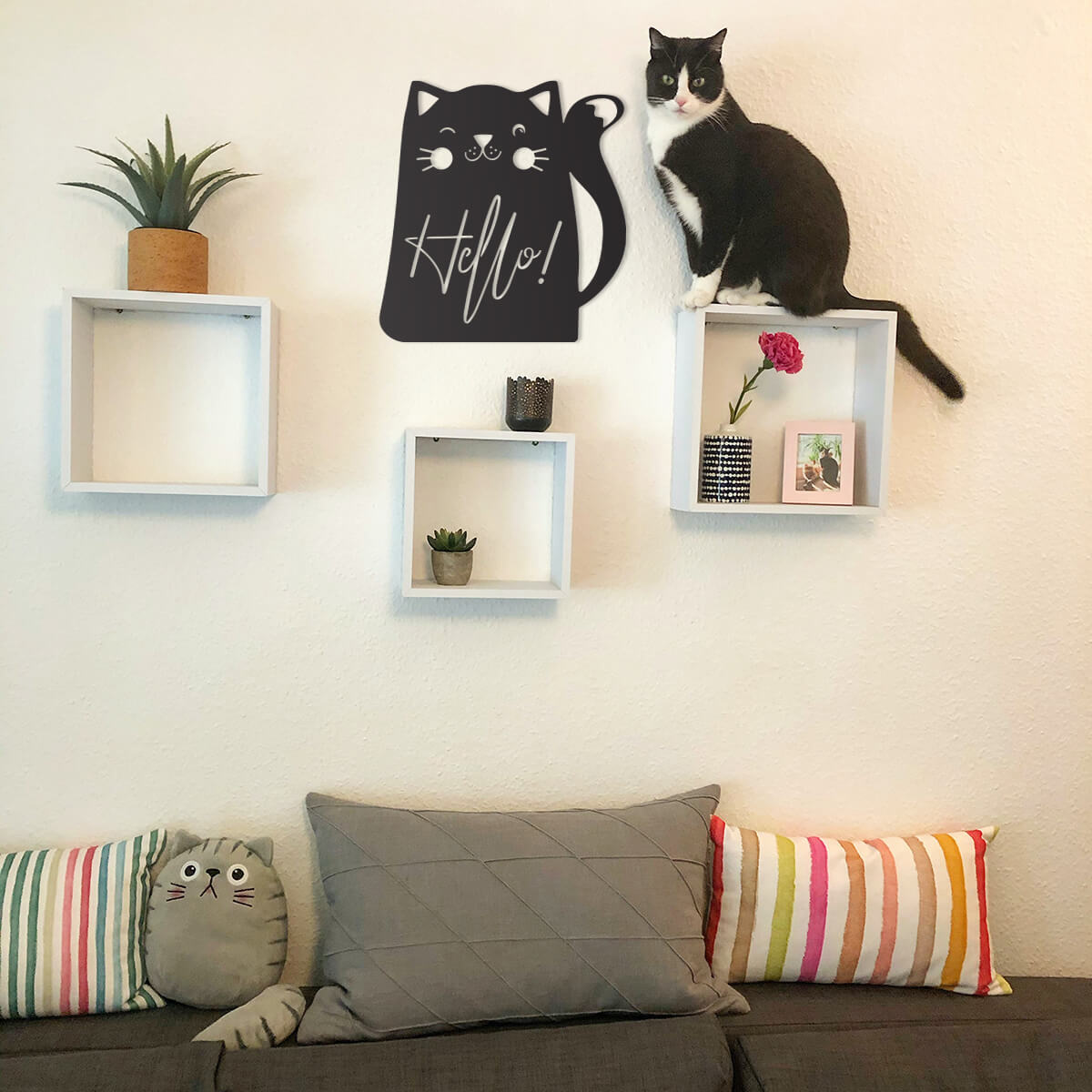 Cat Wall Decor, Three Cats, Cute Cat Decor, Cat Lover Gift, Cat House Decor,  Cat Wall Art, Pet Decor, Pet Gifts, Metal Cat Sign, Patio Decor 