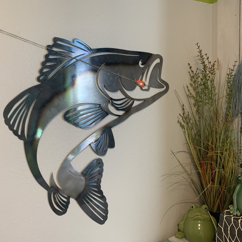 Custom Bass Fishing Metal Sign Art, Personalized Bass Fishing Metal Sign,  Bass Fishing Gifts, Fisher Name Sign, Fishing Lover Home Decor 