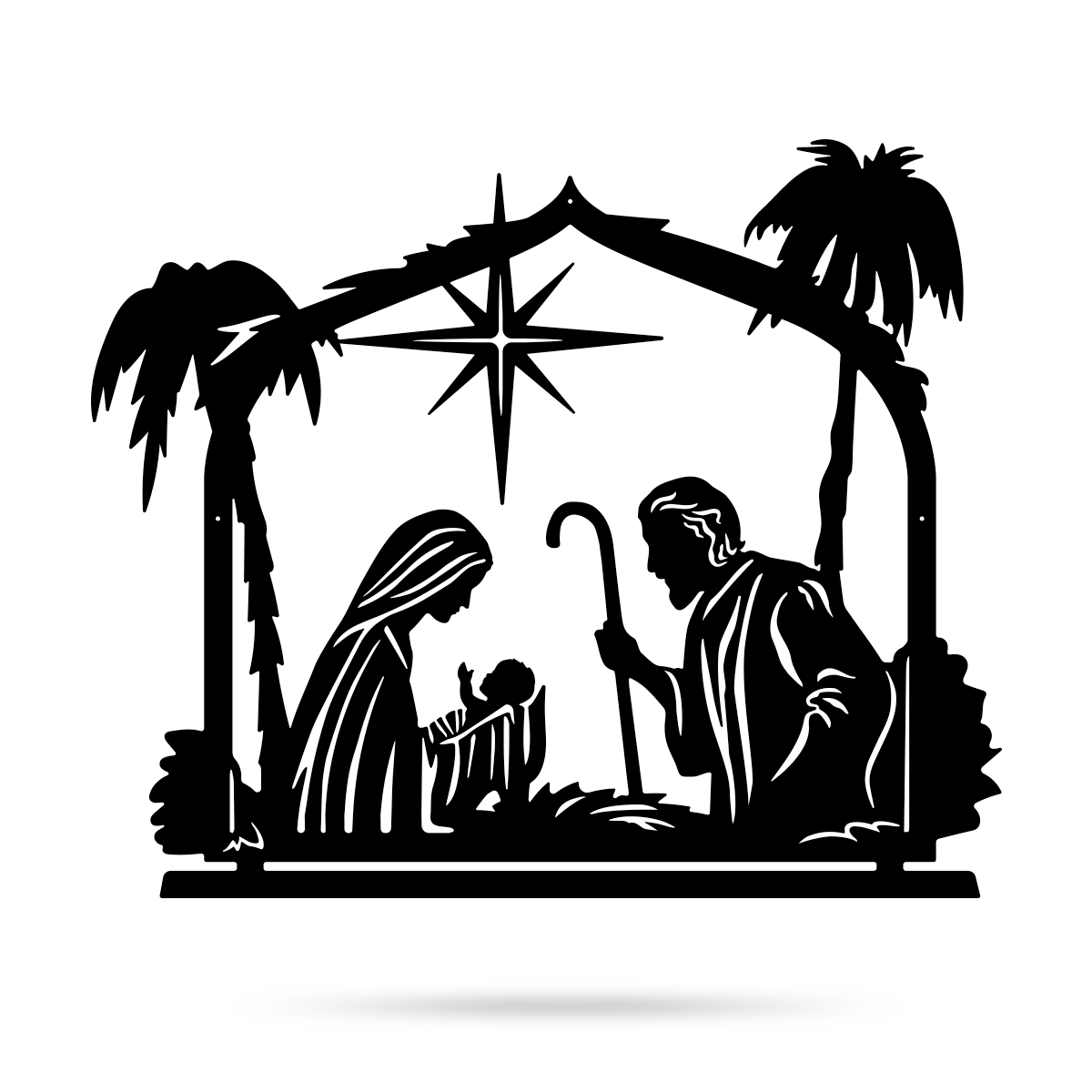 merry christmas black and white nativity