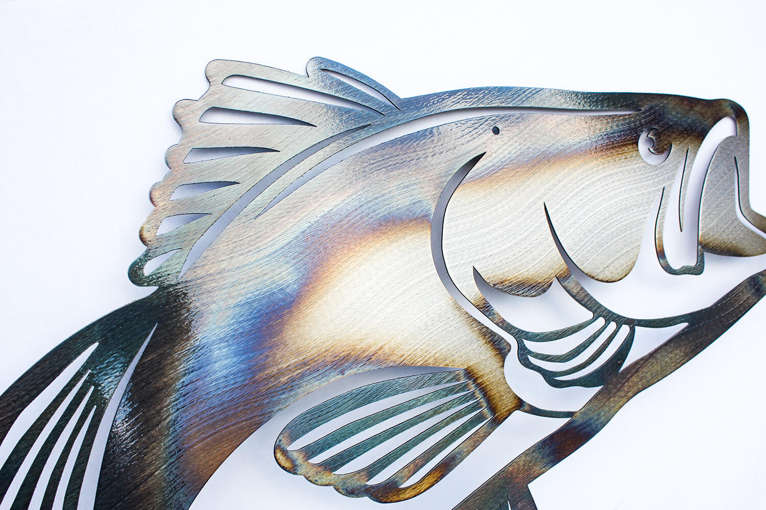 METAL FISH ART, 2 Sizes, Small Mouth Bass, Outdoor Metal Wall Art