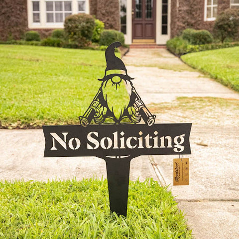 No Soliciting Garden Art - Gnome