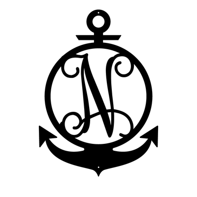 Anchor Initial Monogram 24"x17" / Black / N - RealSteel Center