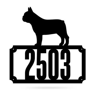 Bulldog Home Number Monogram 18"x18" / Black - RealSteel Center