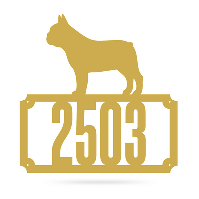 Bulldog Home Number Monogram 18"x18" / Gold - RealSteel Center