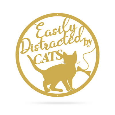 Easily Distracted By Cats Wall Art 18" / Gold - RealSteel Center