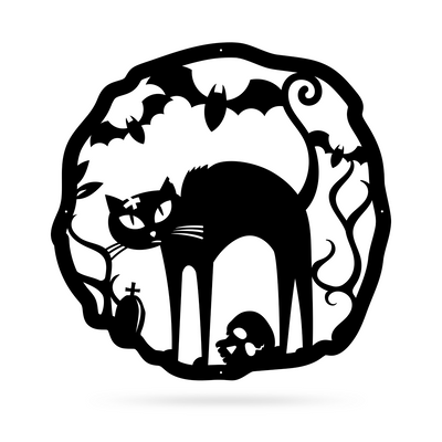 Halloween Cat Wreath 18" / Black - RealSteel Center