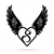 Heart with Angel Wings Monogram 18" X 18" / Black / S - RealSteel Center