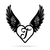 Heart with Angel Wings Monogram 18" X 18" / Black / T - RealSteel Center