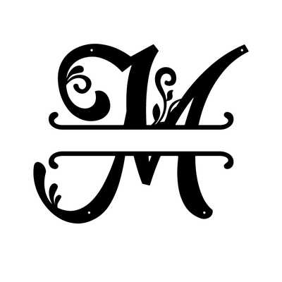 Initial Monogram Metal Sign Decor 18"x18" / Black / M - RealSteel Center