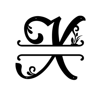Initial Monogram Metal Sign Decor 18"x18" / Black / X - RealSteel Center