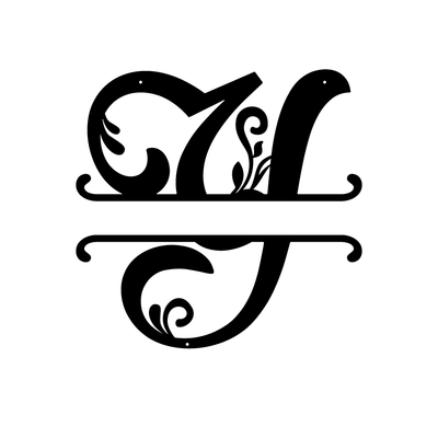 Initial Monogram Metal Sign Decor 18"x18" / Black / Y - RealSteel Center