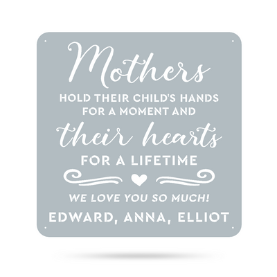 Mothers Hold Their Child's Hearts Wall Art 24" / Textured Silver - RealSteel Center