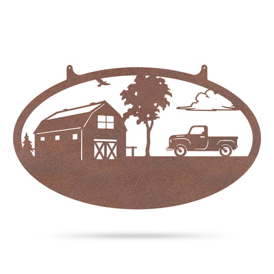 Choose Your Farm Sign 14"x24" / Rust / Pickup Truck - RealSteel Center