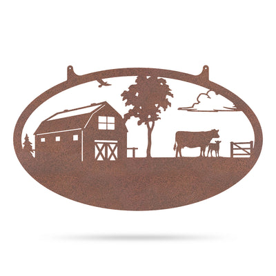 Choose Your Farm Sign 14"x24" / Rust / Cow and Calf - RealSteel Center