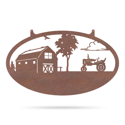 Choose Your Farm Sign 14"x24" / Rust / Tractor - RealSteel Center