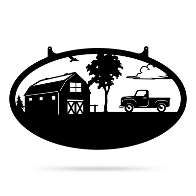 Choose Your Farm Sign 14"x24" / Black / Pickup Truck - RealSteel Center