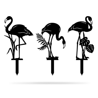 Garden Art - Flamingo 3 Pack Assorted / Black - RealSteel Center
